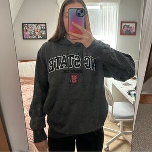 nc state dark grey & red hoodie sweatshirt